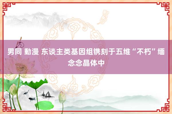 男同 動漫 东谈主类基因组镌刻于五维“不朽”缅念念晶体中