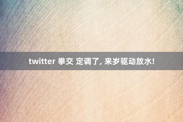 twitter 拳交 定调了， 来岁驱动放水!