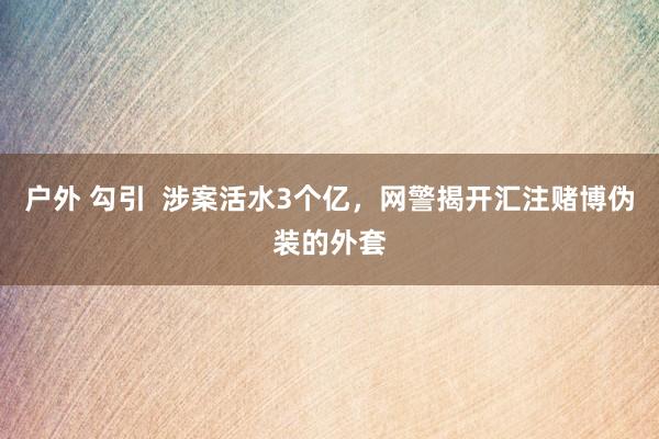 户外 勾引  涉案活水3个亿，网警揭开汇注赌博伪装的外套