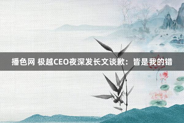 播色网 极越CEO夜深发长文谈歉：皆是我的错