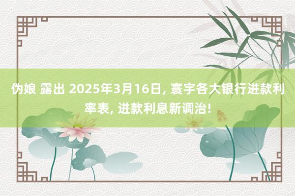 伪娘 露出 2025年3月16日， 寰宇各大银行进款利率表， 进款利息新调治!