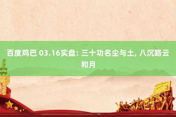 百度鸡巴 03.16实盘: 三十功名尘与土， 八沉路云和月