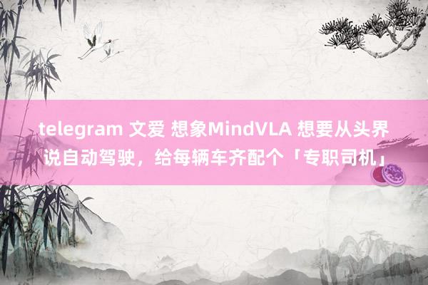 telegram 文爱 想象MindVLA 想要从头界说自动驾驶，给每辆车齐配个「专职司机」