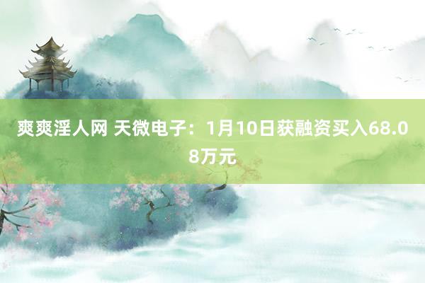 爽爽淫人网 天微电子：1月10日获融资买入68.08万元