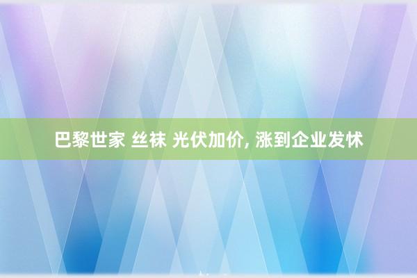 巴黎世家 丝袜 光伏加价， 涨到企业发怵