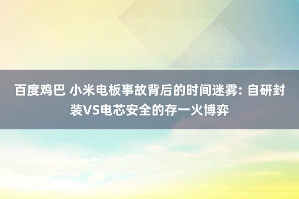 百度鸡巴 小米电板事故背后的时间迷雾: 自研封装VS电芯安全的存一火博弈