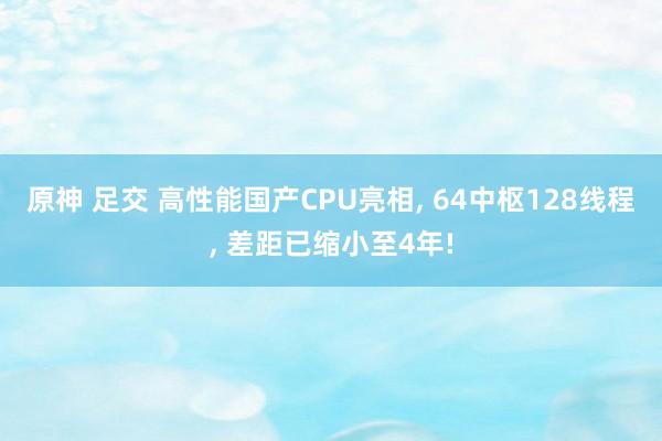 原神 足交 高性能国产CPU亮相， 64中枢128线程， 差距已缩小至4年!