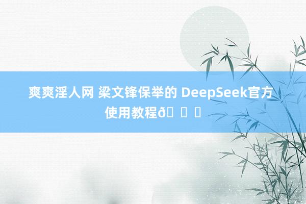 爽爽淫人网 梁文锋保举的 DeepSeek官方 使用教程👍