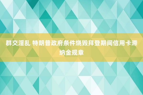 群交淫乱 特朗普政府条件烧毁拜登期间信用卡滞纳金规章