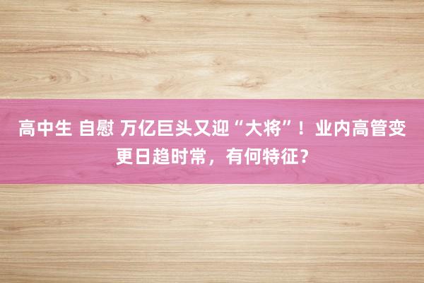 高中生 自慰 万亿巨头又迎“大将”！业内高管变更日趋时常，有何特征？