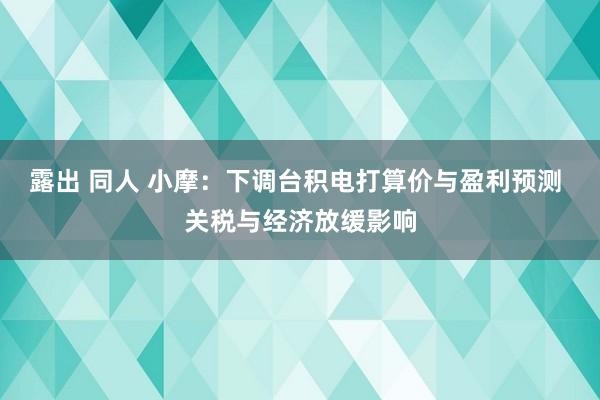 露出 同人 小摩：下调台积电打算价与盈利预测 关税与经济放缓影响