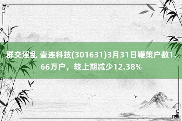 群交淫乱 壹连科技(301631)3月31日鞭策户数1.66万户，较上期减少12.38%