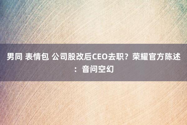 男同 表情包 公司股改后CEO去职？荣耀官方陈述：音问空幻