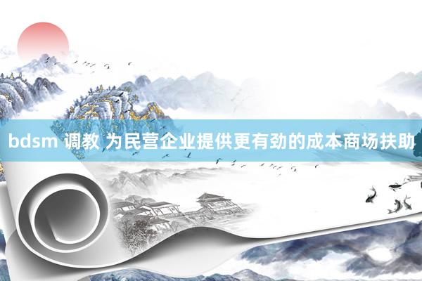 bdsm 调教 为民营企业提供更有劲的成本商场扶助