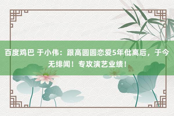 百度鸡巴 于小伟：跟高圆圆恋爱5年仳离后，于今无绯闻！专攻演艺业绩！